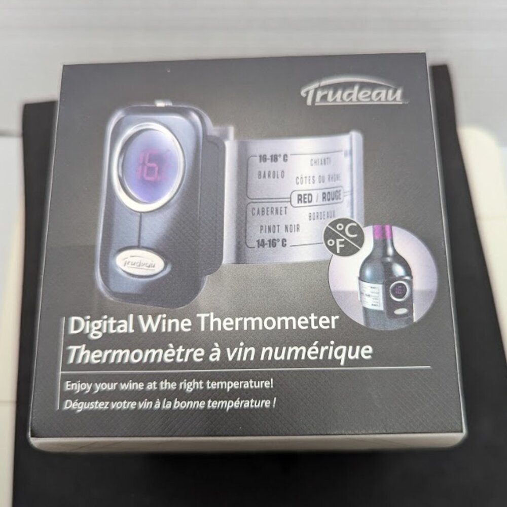 Trudeau Digital Wine Thermometer Bottle Collar Style Automatic C or F
